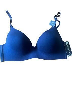 NWT Nautica Push-Up Bra 36C Navy Blue Seamless T-Shirt Bra Flexible Wire Comfort